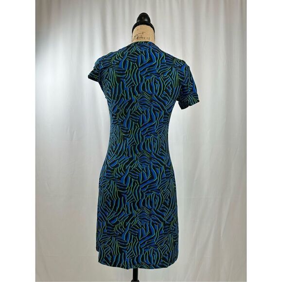 Michael Kors Women’s Blue Unlined Pullover O-Ring Detail Printed Short Sleeve As - Picture 6 of 10